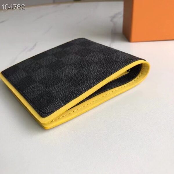 LOUIS VUITTON MULTIPLE WALLET DAMIER GRAPHITE BLACK AND YELLOW 11CM N63260 - Image 8