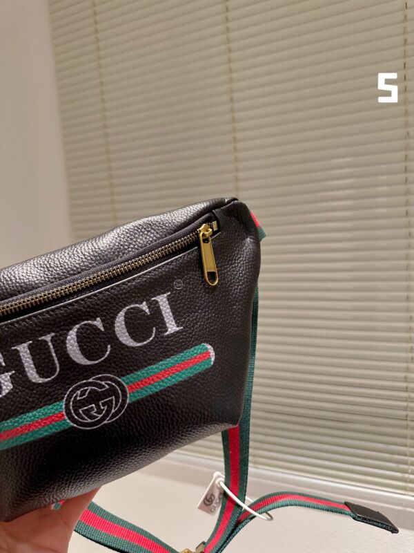 GUCCI PRINT LEATHER BELT BAG BLACK 22CM ‎‎527792 0GCCT 8164 - Image 8