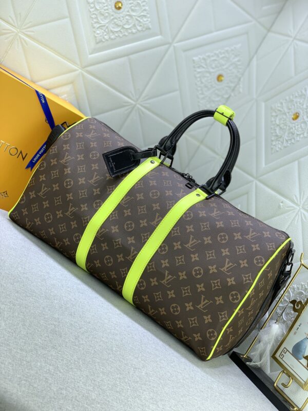 LOUIS VUITTON KEEPALL BANDOULIÈRE 50 BROWN AND CHARTREUSE MACASSAR CANVAS M45866 - Image 2