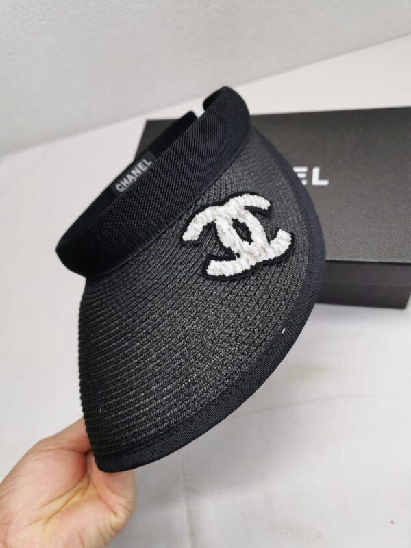 CHANEL STRAW CC VISOR HAT BLACK - Image 4