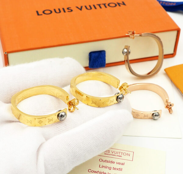 LOUIS NANOGRAM HOOP EARRINGS GOLD M00220 - Image 5