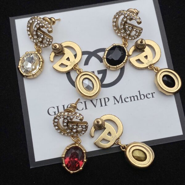 GUCCI GG CRYSTAL DROP EARRINGS - Image 3