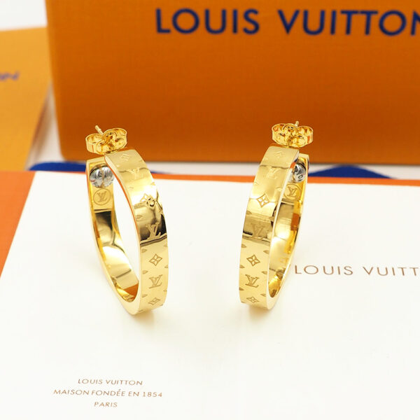 LOUIS NANOGRAM HOOP EARRINGS GOLD M00220 - Image 4