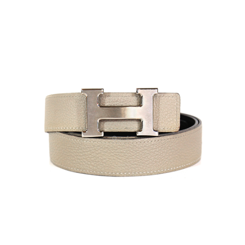 HERMES BELT TOGO SWIFT SILVER BUCKLE GREY 2.4CM