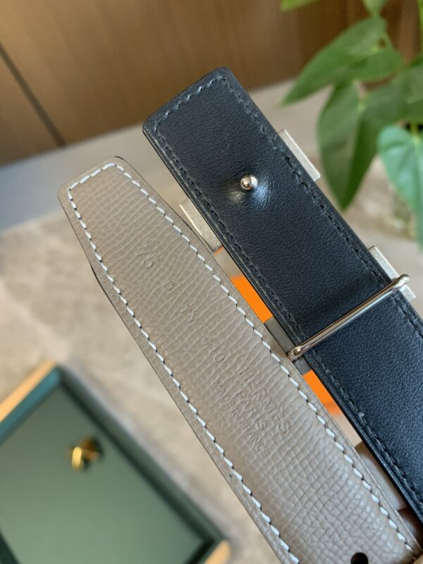 HERMES BELT TOGO SWIFT SILVER BUCKLE GREY 2.4CM - Image 2