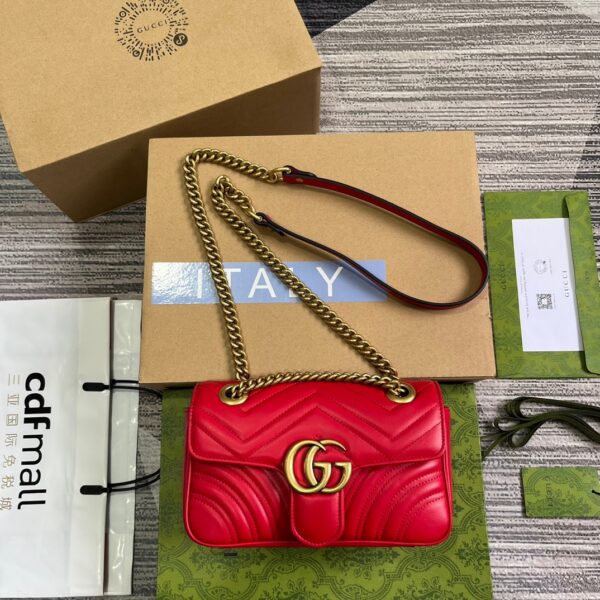 GUCCI GG MARMONT SMALL SHOULDER BAG RED 22CM 443497 AABZC 6832 - Image 3