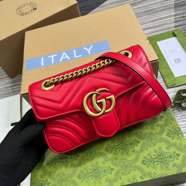 GUCCI GG MARMONT SMALL SHOULDER BAG RED 22CM 443497 AABZC 6832 - Image 6