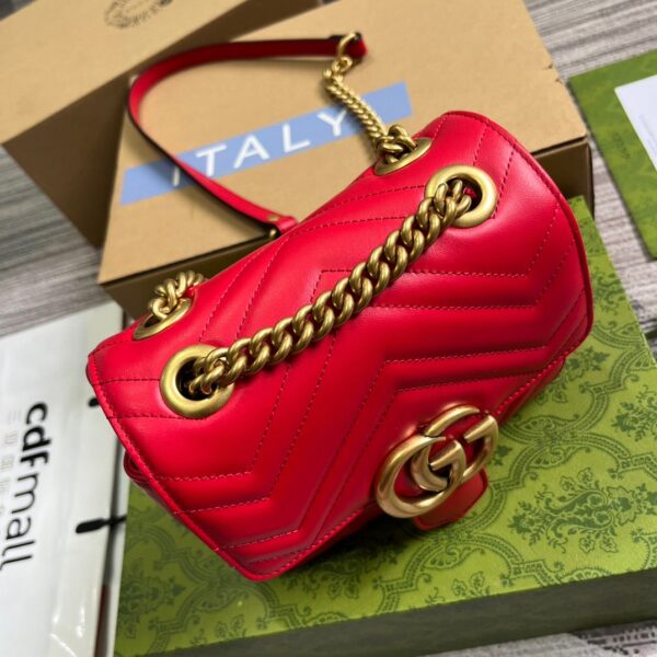 GUCCI GG MARMONT MINI SHOULDER BAG RED 18CM 739682 AABZC 6832 - Image 8