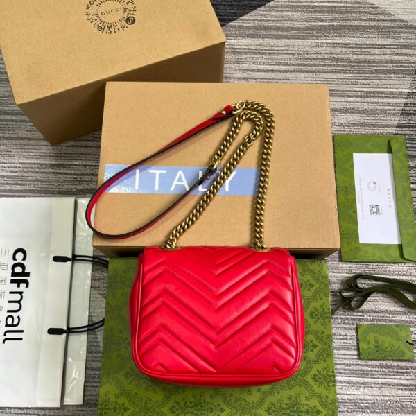 GUCCI GG MARMONT MINI SHOULDER BAG RED 18CM 739682 AABZC 6832 - Image 5