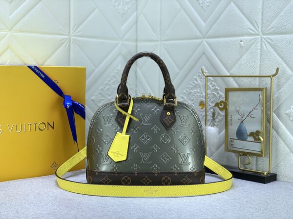 LOUIS VUITTON ALMA BB MONOGRAM VERNIS DARK GREEN 25CM - Image 10
