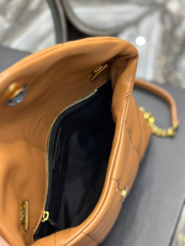 SAINT LAURENT PUFFER TOY BAG IN QUILTED LIGHT BROWN 26CM - Image 2