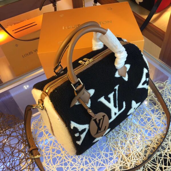 LOUIS VUITTON MONOGRAM TEDDY SPEEDY BANDOULIERE BLACK 30CM - Image 5