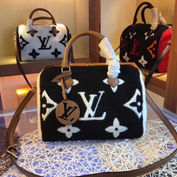 LOUIS VUITTON MONOGRAM TEDDY SPEEDY BANDOULIERE BLACK 30CM - Image 2