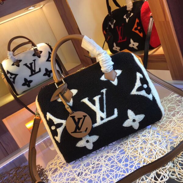LOUIS VUITTON MONOGRAM TEDDY SPEEDY BANDOULIERE BLACK 30CM - Image 3