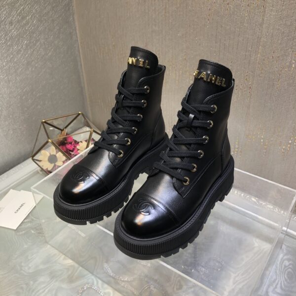 CHANEL CC LACE UP BOOT BLACK G45124 B14018 94305 - Image 9