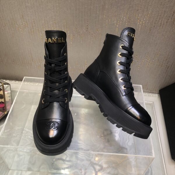 CHANEL CC LACE UP BOOT BLACK G45124 B14018 94305 - Image 8