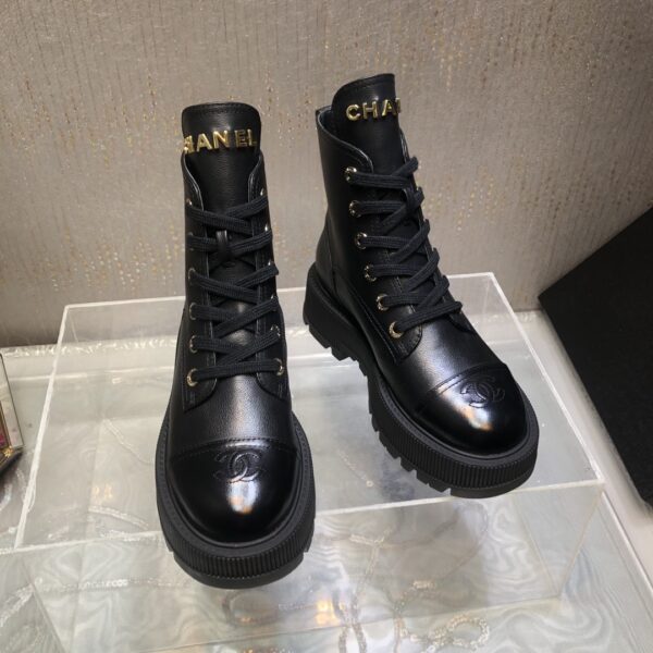 CHANEL CC LACE UP BOOT BLACK G45124 B14018 94305 - Image 5