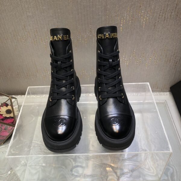CHANEL CC LACE UP BOOT BLACK G45124 B14018 94305 - Image 3