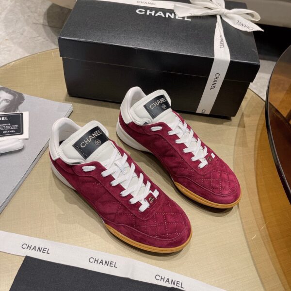 CHANEL SNEAKERS SUEDE GOATSKIN RED G45335 B14498 NS323 - Image 3
