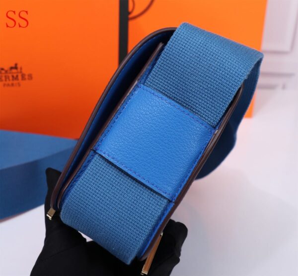 HERMES GETA BLACK CHEVRE GOLD HARDWARE BLUE 20CM - Image 6