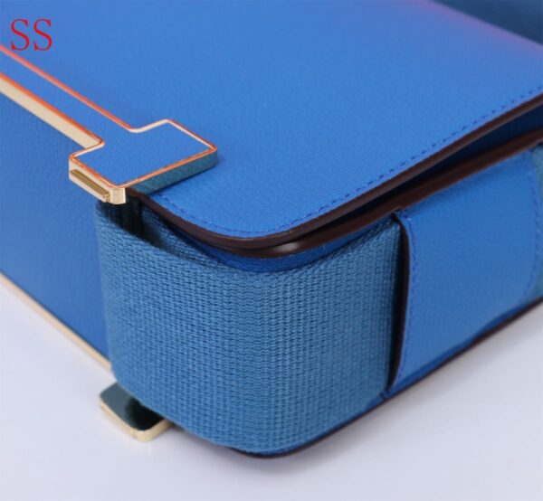 HERMES GETA BLACK CHEVRE GOLD HARDWARE BLUE 20CM - Image 7