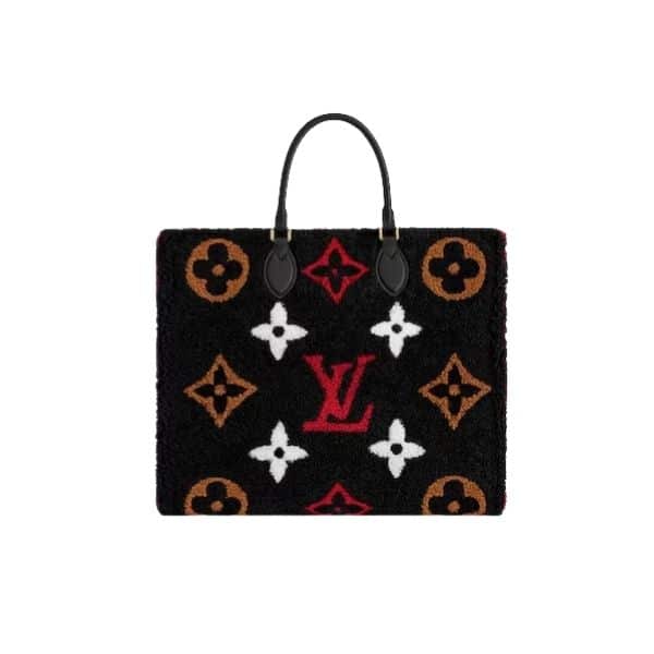 LOUIS VUITTON ONTHEGO MONOGRAM TEDDY FLEECE BLACK AND RED 40CM