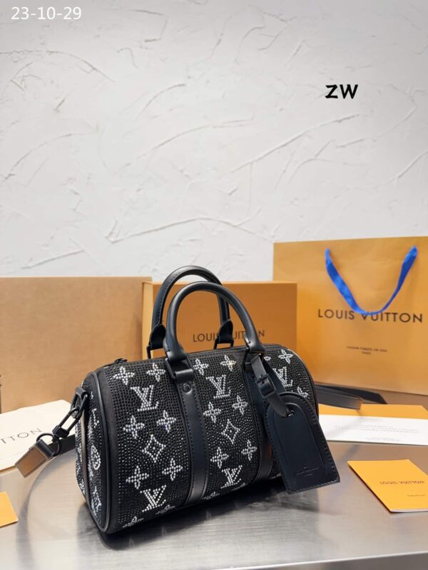 LOUIS VUITTON CRYSTAL KEEPALL BANDOULIÈRE 25 BLACK 25CM - Image 3