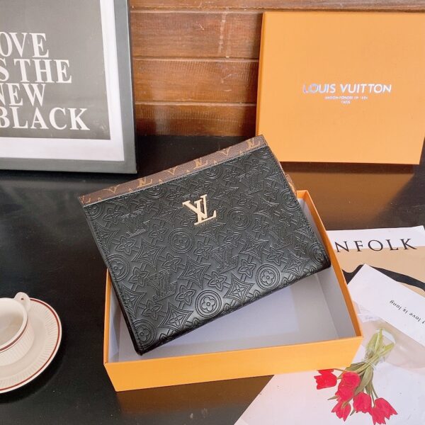 LOUIS VUITTON VOYAGE POCHETTE MONOGRAM EMPREINTE BLACK 26CM - Image 2