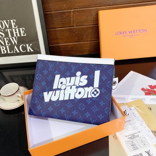 LOUIS VUITTON VOYAGE MM POCHETTE MONOGRAM BLUE 26CM - Image 2