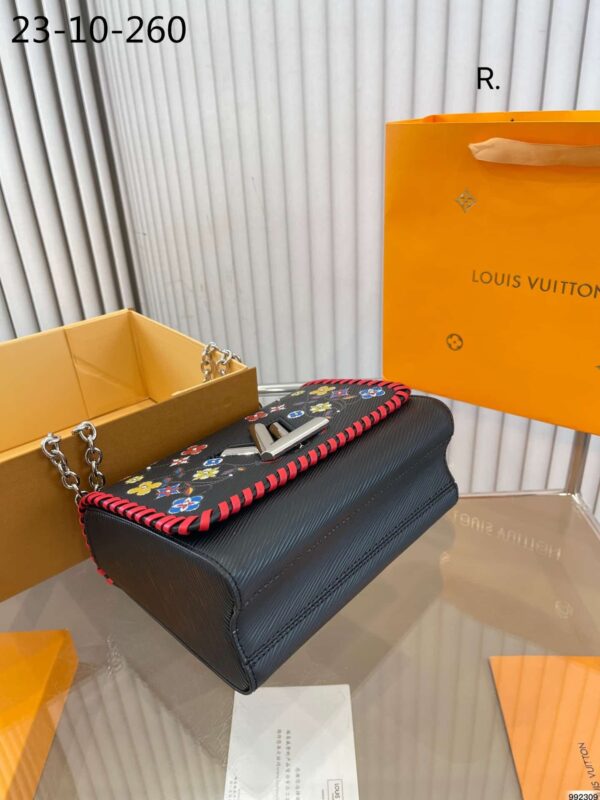 LOUIS VUITTON TWIST BAG WITH FLOWER EMBRODARY BLACK 23CM - Image 5