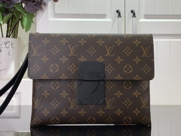 LOUIS VUITTON S LOCK A4 POUCH BROWN 28CM M80560 - Image 2