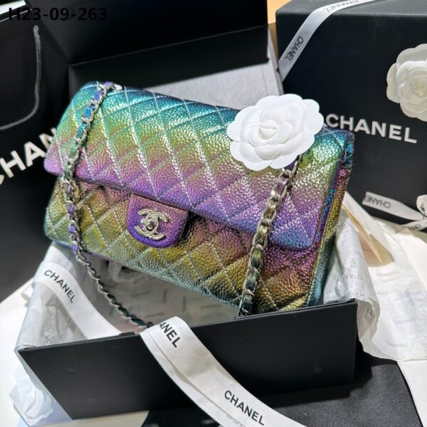 CHANEL METALLIC SMALL FLAP BAG WITH TOP HANDLE MULTICOLOR 25CM - Image 3