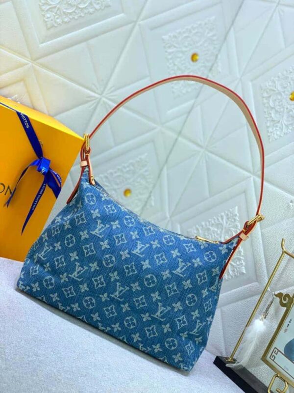 LOUIS VUITTON MONOGRAM DENIM BAGGY PM SHOULDER BAG BLUE 30CM - Image 5