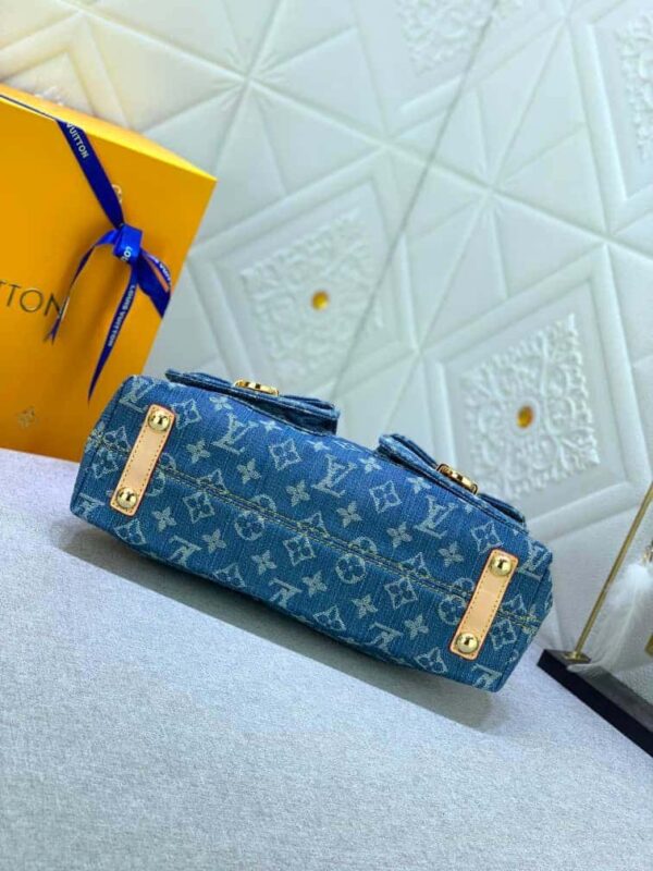 LOUIS VUITTON MONOGRAM DENIM BAGGY PM SHOULDER BAG BLUE 30CM - Image 8