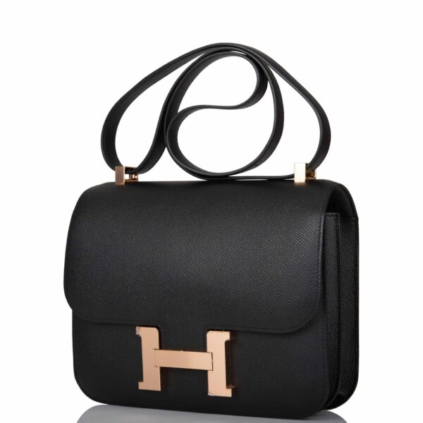 HERMES CONSTANCE 24 TOGO LEATHER GOLD HARDWARE BLACK 24CM - Image 2