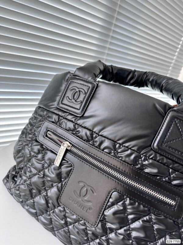CHANEL NYLON COCO COCOON TOTE BAG BLACK 35CM - Image 4