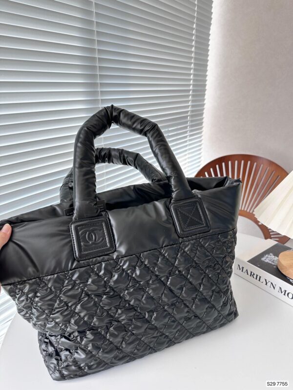 CHANEL NYLON COCO COCOON TOTE BAG BLACK 35CM - Image 7