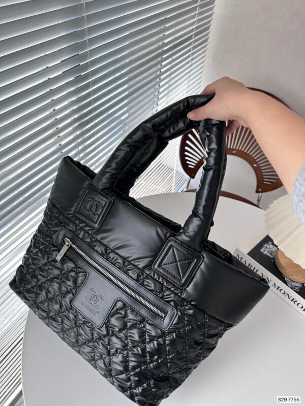 CHANEL NYLON COCO COCOON TOTE BAG BLACK 35CM - Image 8