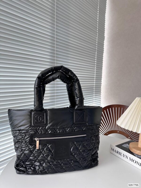 CHANEL NYLON COCO COCOON TOTE BAG BLACK 35CM - Image 10