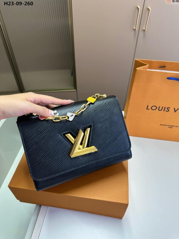 LOUIS VUITTON TWIST MM BAGS EPI LEATHER LOCK CHAIN BLACK 23CM - Image 7