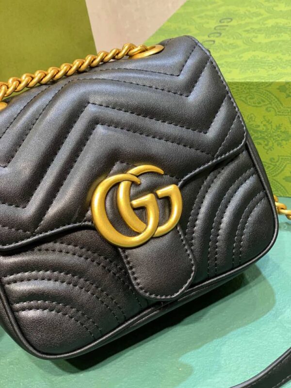 GUCCI GG MARMONT MINI SHOULDER BAG BLACK 18CM ‎739682 AABZC 6832 - Image 3