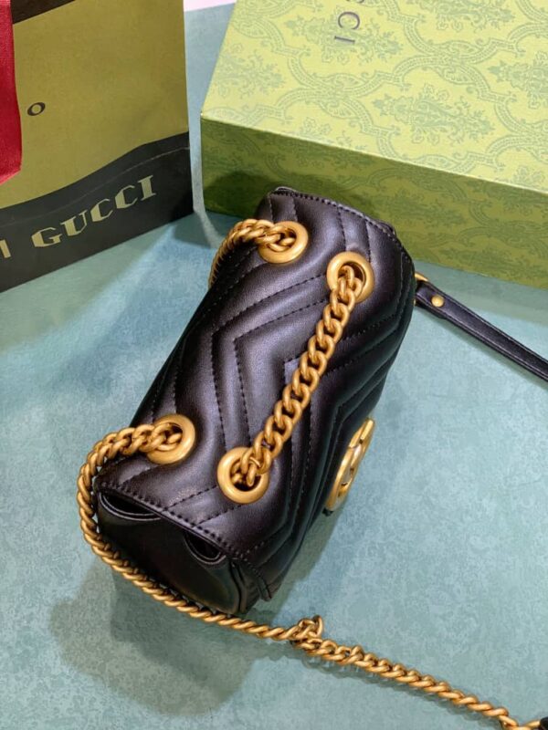 GUCCI GG MARMONT MINI SHOULDER BAG BLACK 18CM ‎739682 AABZC 6832 - Image 6