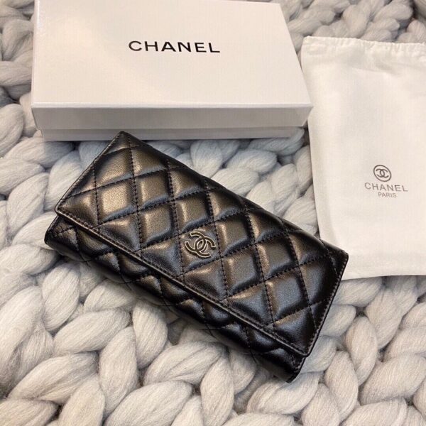 CHANEL LONG FLAP WALLET BLACK 19CM - Image 2
