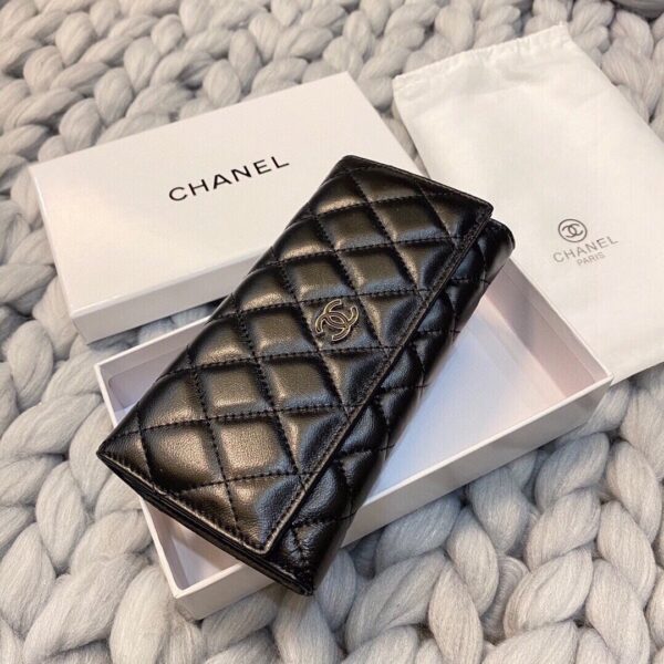 CHANEL LONG FLAP WALLET BLACK 19CM - Image 3