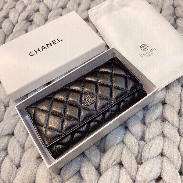 CHANEL LONG FLAP WALLET BLACK 19CM - Image 4