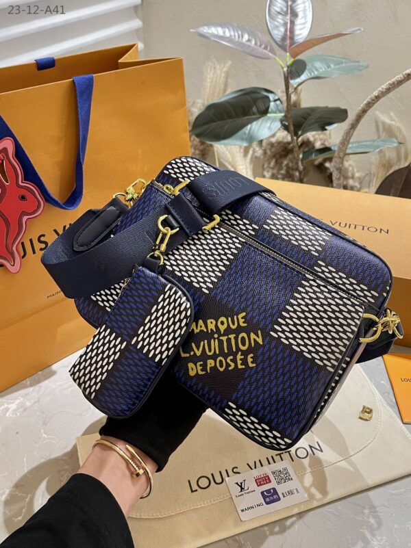 LOUIS VUITTON TRIO MESSENGER BAG DAMIER BLUE 24CM - Image 5