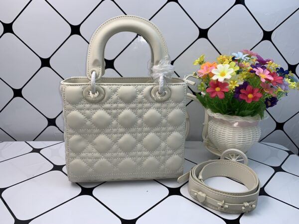 DIOR LADY MY ABCDIOR BLUSH BAG WHITE 20CM - Image 3