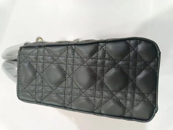 DIOR MEDIUM LADY DIOR BAG CANNAGE BLACK SILVER HARDWARE 24CM - Image 5