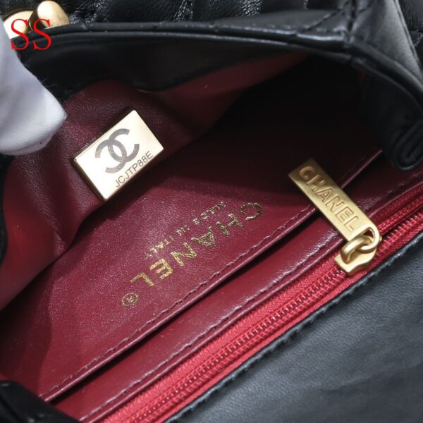 CHANEL MINI FLAP BAG WITH FLOWER CHAIN BLACK 18CM - Image 9