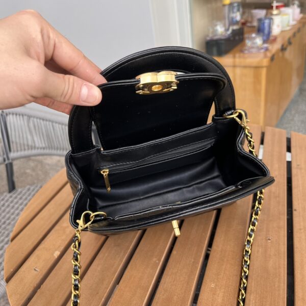 CHANEL MINI SHOPPING BAG SHINY AGED GOLD TONE METAL BLACK 22CM AS4416 B14296 94305 - Image 4